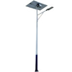 Stâlp de iluminat solar stradal LED 6 m, 90W, panou solar 140W, IP65, gri